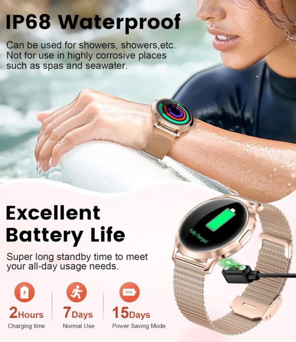 SUNKTA Smart Watch for Women(Dial/Answer Call), 1.32" AMOLED HD Display, 100+ Sports Mode Fitness Tracker Watch, 5ATM Waterproof/IP68/Sleep Smartwatch Women, iOS Android Smart Watches for Women - Image 5