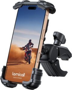 Read more about the article Lamicall Bike Phone Holder Mount – Motorcycle Handlebar Phone Mount Clamp, One Hand Operation, ATV Scooter Phone Clip for iPhone 16/15 Pro Max / 14 Plus, Galaxy S10 and 4.7-6.8″ Cellphone, Black