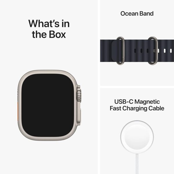 Apple Watch Ultra [GPS + Cellular 49mm] Titanium Case with Midnight Ocean Band, One Size (Renewed Premium) - Image 8