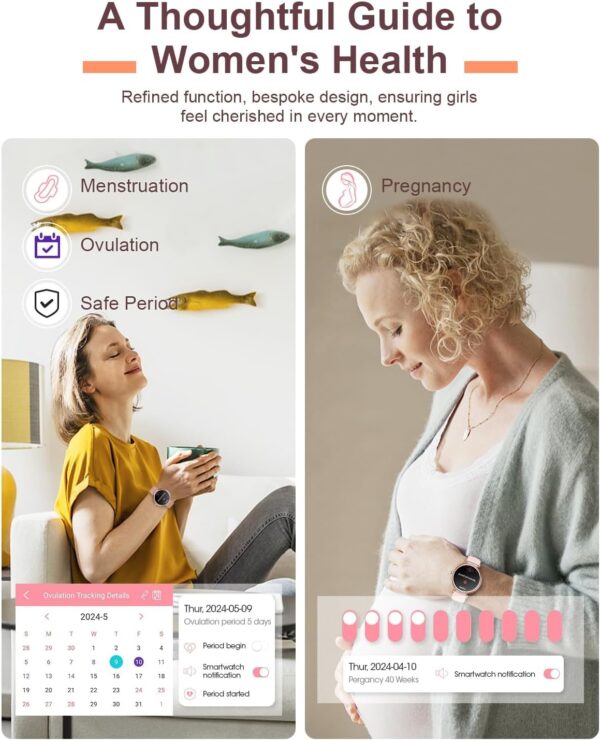 Small Smart Watch for Women with Bluetooth Call, 1.27” Ladies Smart Watch,120+ Sports Modes Step Counter Fitness Watch, HR/BP/SpO2 Sleep Monitor, IP68 Waterproof Smartwatch for Android/iOS Rosegold - Image 5