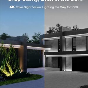 REOLINK 4K Security Camera System, 4pcs Outdoor 4K/8MP Plug-in WiFi 6 Cameras, Full Metal Material, Color Night Vision, Person/Vehicle/Animal Detection, 16CH WiFi NVR with 2TB HDD, RLK12-800WB4