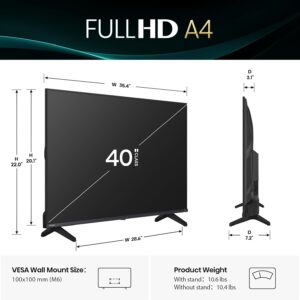 Hisense 40-Inch Class A4 Series FHD 1080p Smart Fire TV (40A4NF, 2025 Model) – DTS Virtual: X, Slim Bezel Design, Alexa Built in