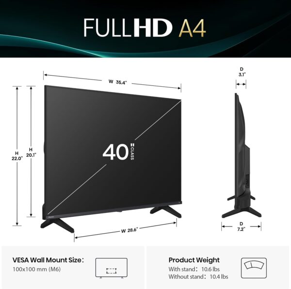Hisense 40-Inch Class A4 Series FHD 1080p Smart Fire TV (40A4NF, 2025 Model) - DTS Virtual: X, Slim Bezel Design, Alexa Built in - Image 2