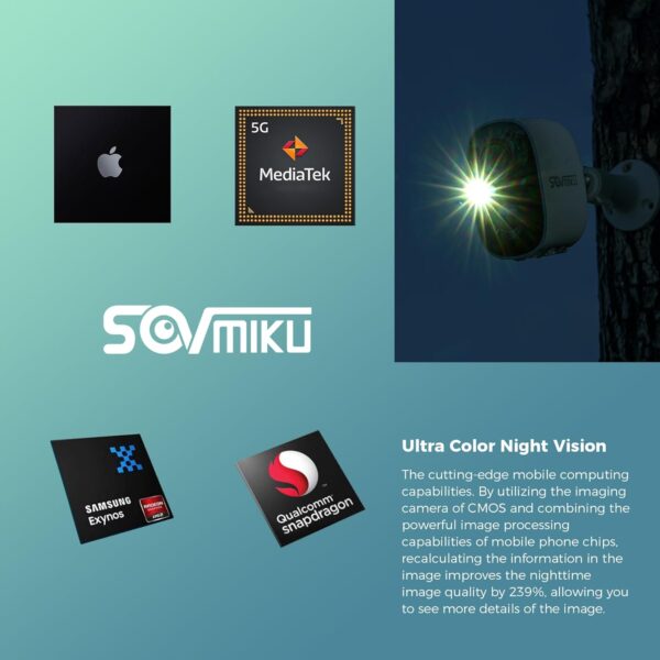 Sovmiku 2CG6 Solar Security Camera Wireless Outdoor,Battery Powered,Easy to Setup,PIR Motion Detection,Two Way Audio, Audible Flashlight Siren,2.4GHz Wi-Fi Color Night Vision, 180 Days Exchange Policy - Image 10