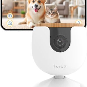 Furbo Mini Pet Camera: Security Cam w/Barking or Meowing Alerts, Cat or Dog Tracking w/Phone App, Smart Home Indoor Monitoring, 2-Way Speaker (Standard Features – No Subscription Required)