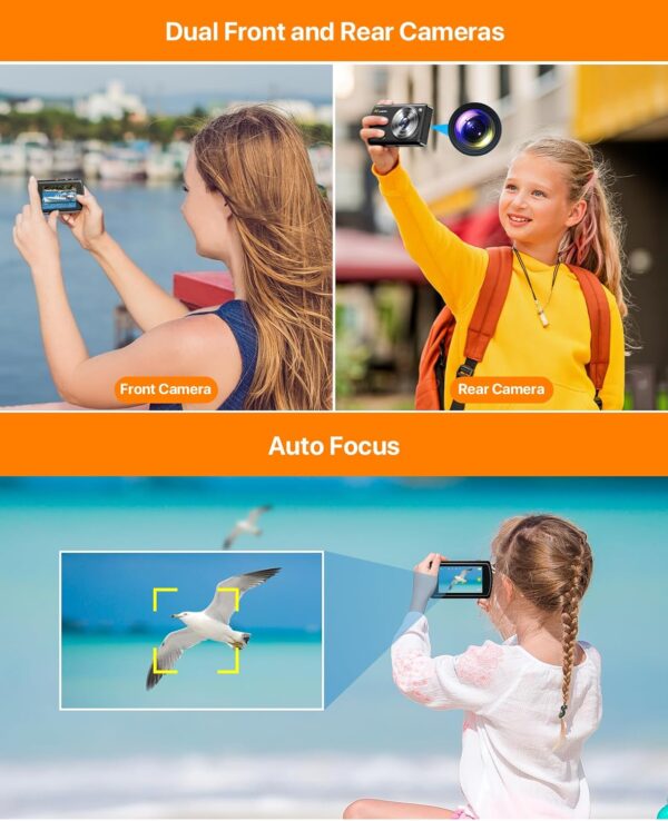 AI Digital Camera, Cameras for Photography with WiFi, AI Recognizes Everything, Autofocus Digital Camera for Kids with Dual Lens 3.6" IPS Touch Screen, 1080P Point and Shoot Cameras with 32 GB Card - Image 5