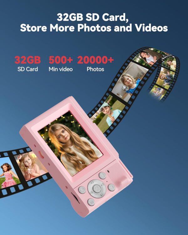 Digital Camera for Kids: Pink Camera for Teens - Christmas Birthday Gifts for Girls 8-10 - 16X Zoom Shoot Camera for Ages 8-13 - Compact Camera for 6 7 8 9 10 Years Old- Toys for Kid Children Toddler - Image 6