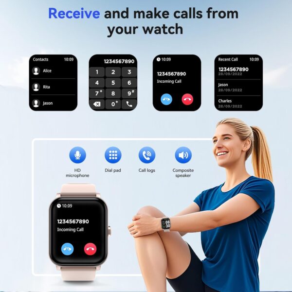 Smart Watch(Answer/Make Call), 1.85'' HD Smartwatch for Men Women, 2025 Fitness Tracker with 100+ Sport Modes, Heart/Sleep Monitor/Pedometer IP68 Waterproof Fitness Watch for Android iOS Rose Gold - Image 3