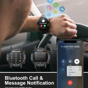 Military Smart Watch for Men(Answer/Dial Calls),100 Sports Modes, 5ATM Waterproof Fitness Watch with Heart Rate/SpO2/Blood Pressure for Android and iOS,1.39”HD DIY Screen Smartwatch Black