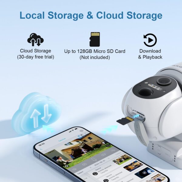 Cameras for Home Security Outdoor, WiFi Outdoor Camera Wireless, Solar Security Cameras Wireless Outdoor, 360 PTZ, PIR Sensor, 2K HD Color Night Vision, 2-Way Talk, IP66 Waterproof - Image 5