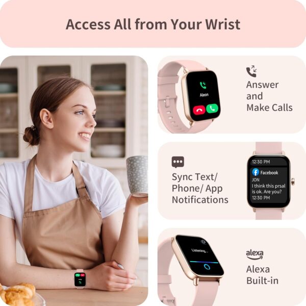Smart Watch for Women, Alexa Built-in, 1.8" Touch Screen Fitness Tracker, Make/Answer Calls, Heart Rate/Sleep/SpO2 Monitor, Pedometer, IP68 Waterproof Watches for Android iPhone, 101+ Sport Modes - Image 2