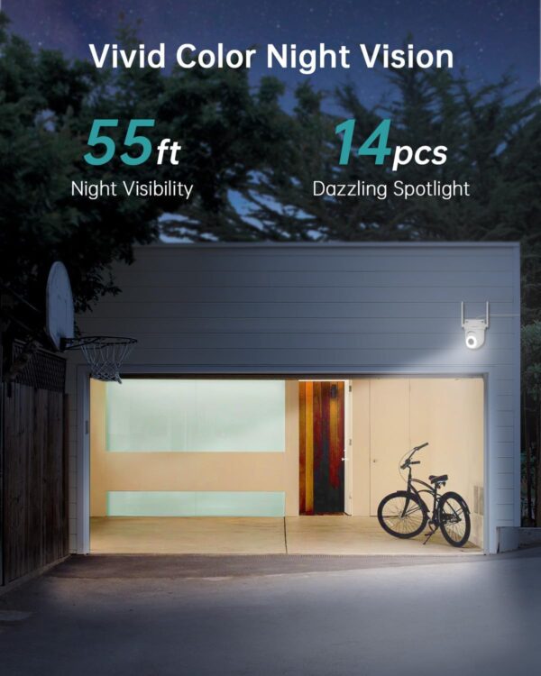 ZUMIMALL 5MP Security Camera Outdoor - 2.4G/5G WiFi, Wired Power 24/7 Recording | AI Motion & Noise Detection, 360° Auto Tracking, Color Night Vision | IP66 Weatherproof, Alexa Compatible - Image 4