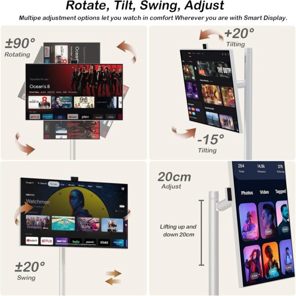 OFD 22-Inch Portable TV on Wheels 1080P (H01,6+128GB) - Image 4