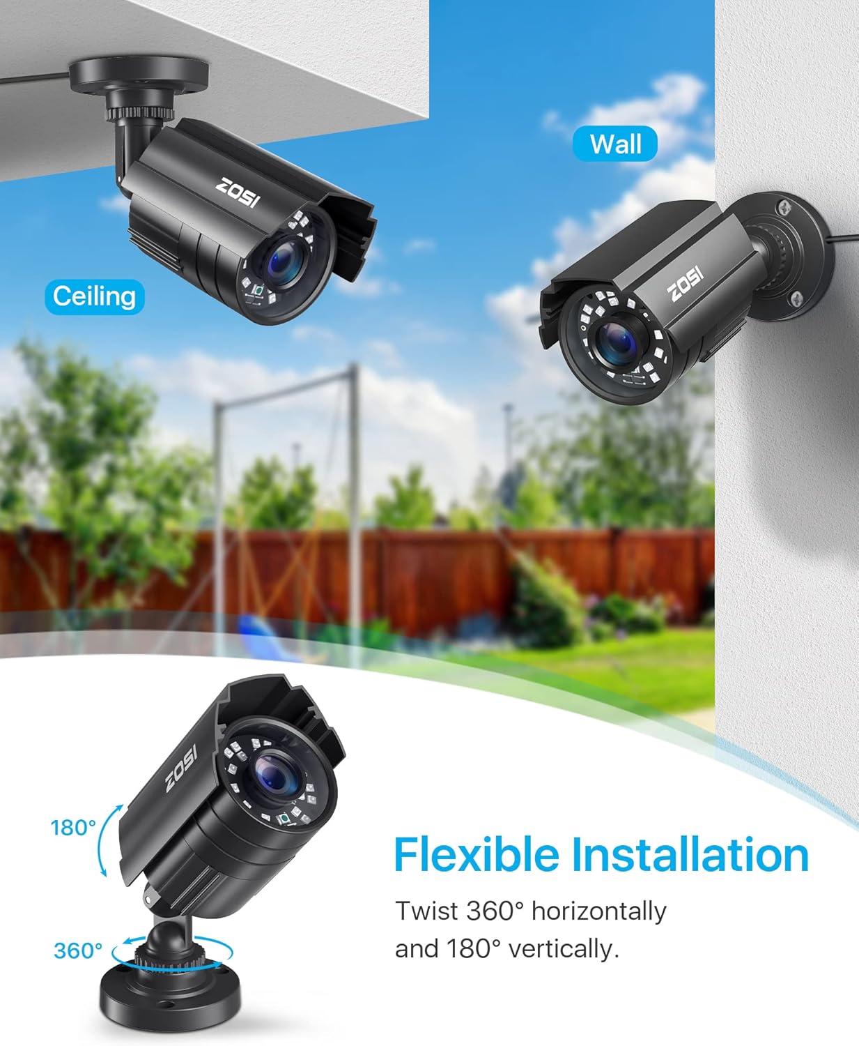 ZOSI 1080P HD TVI Security Camera for Home Office Surveillance CCTV System Bullet BNC Camera with Night Vision Black - Image 6