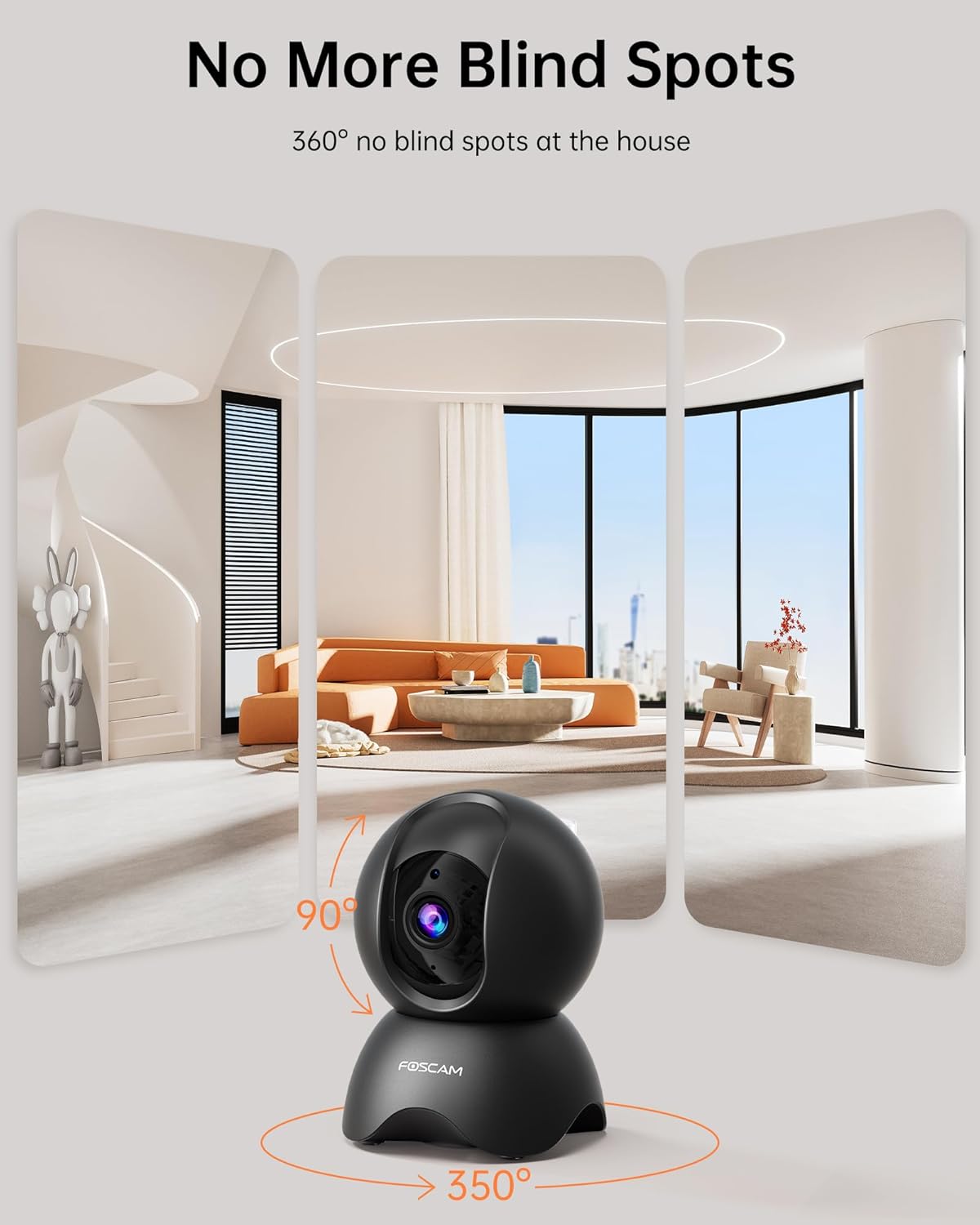 FOSCAM 3K 5MP WiFi Pet Cameras for Home Security, 2.4GHz Indoor Camera Baby Monitor with 360° Pan Tilt, 2-Way Audio, 20X Digital Zoom, Night Vision, AI Human Detection, Cloud & SD Card Storage - Image 5