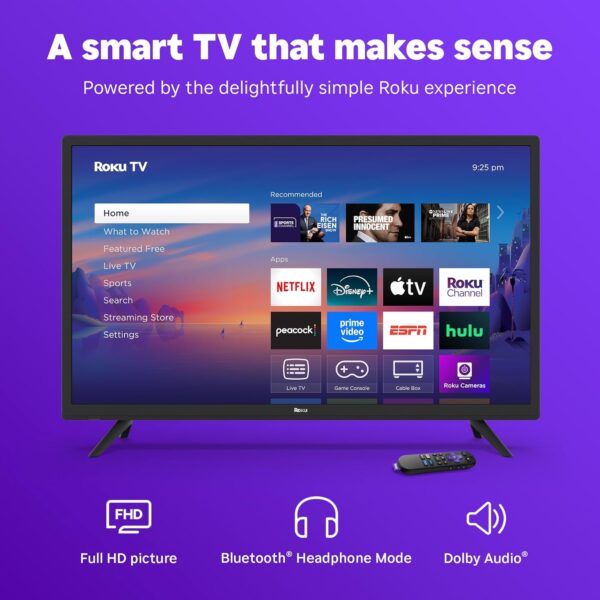 Roku Smart TV 2025 – 32-Inch Select Series, 1080p Full HD TV – Roku TV with Voice Remote – Flat Screen LED Television with Wi-Fi for Streaming Live Local News, Sports, Family Entertainment - Image 3