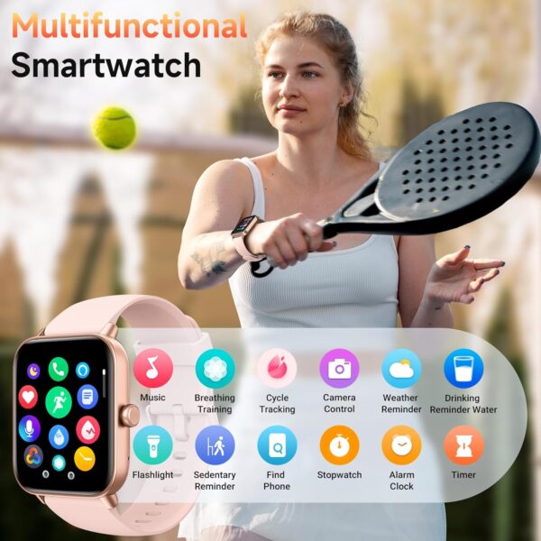 Smart Watches for Women Android & iPhone, Alexa Built-in, 1.85" Fitness Tracker with Answer/Make Calls, IP68 Waterproof Fitness Watch,Heart Rate, Sleep, SpO2 Monitor,Pedometer, Pink - Image 6