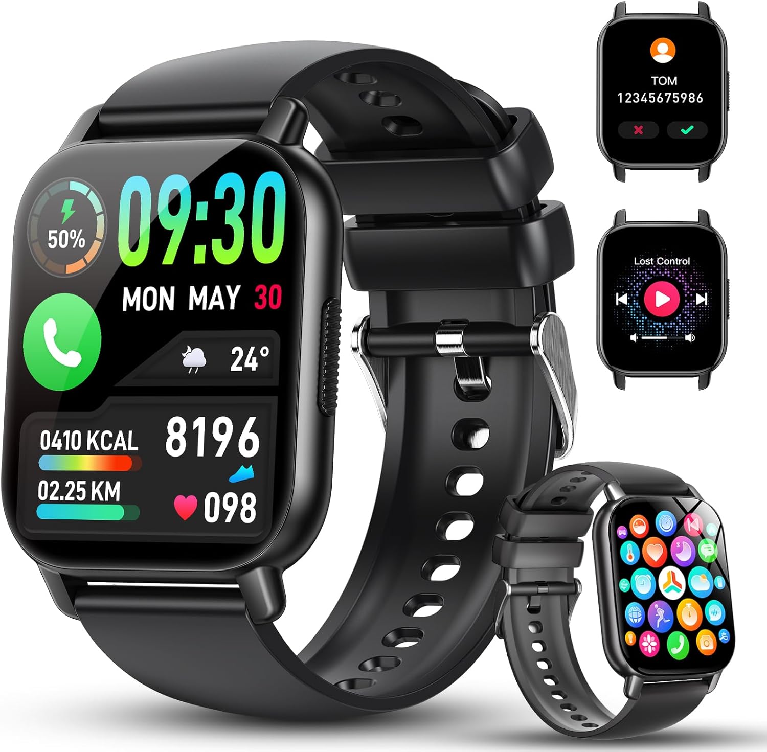 Smart Watch for Men Women with Bluetooth Call/Message Reminder, Smartwatch 1.85" Touch Screen, Fitness Watch Heart Rate/Sleep/Calories/Steps Monitor, 112+ Sport Mode, Activity Tracker for Android iOS