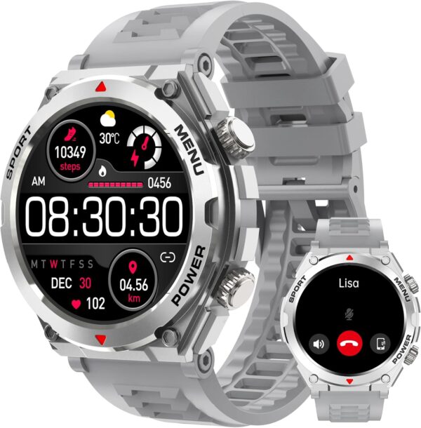 Military Smart Watch for Men (Answer/Make Call), 1.52" HD Smartwatch for Android Phones/iPhone, 100+ Sport Mode Fitness Tracker with Heart Rate, SpO2, Stress and Sleep Monitor, IP68 Waterproof - Image 9