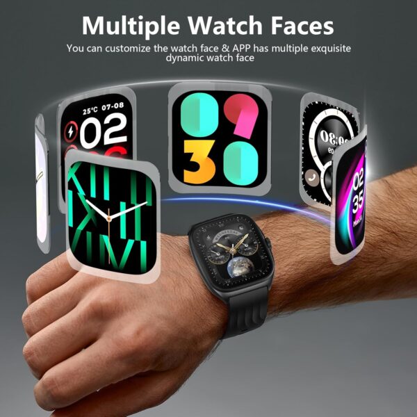 SOUYIE Smart Watch with SOS, 1.85" AMOLED Display Fitness Tracker, Heart Rate Blood Oxygen Sleep Monitor for Men Women, IP68 Waterproof Sport Watch, Answer/Make Calls, Compatible with Android iPhone - Image 7