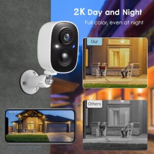 GMK Security Cameras Wireless Outdoor, 2K Color Night Vision AI Motion Detection 2-Way Talk Battery Powered WiFi Home Indoor Camera IP65 Weatherproof Spotlight Siren Alarm Cloud/SD Storage 2-Pack