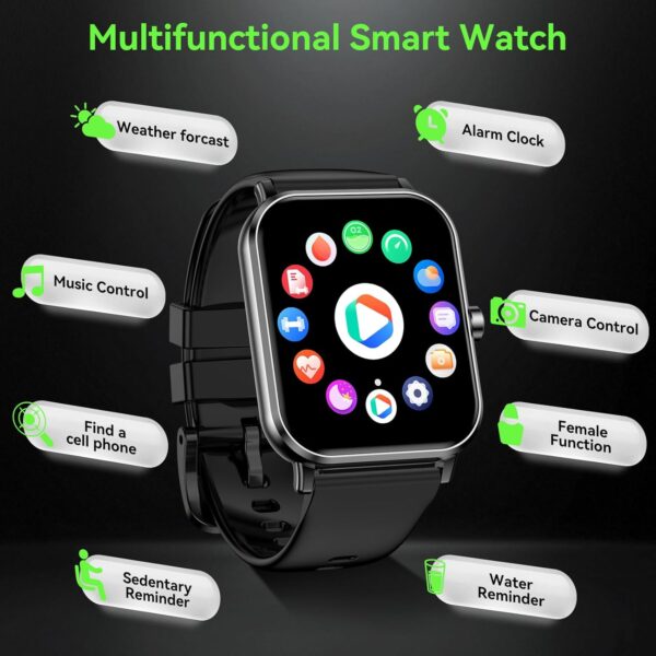 Smart Watch for Men Women (Answer/Make Call) 1.85" HD Touch Screen Fitness Tracker, 120+ Sport Modes, 24/7 Heart Rate/Sleep Monitor/Pedometer/Calories, Fitness Watch for Android/iOS (Black) - Image 8