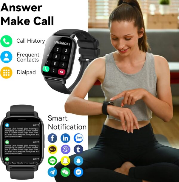 Smart Watch for Men Women with Bluetooth Call/Message Reminder, Smartwatch 1.85" Touch Screen, Fitness Watch Heart Rate/Sleep/Calories/Steps Monitor, 112+ Sport Mode, Activity Tracker for Android iOS - Image 2