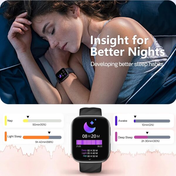 MorePro Smart Watch for Men Women(Make/Answer Call), 1.85" Smartwatch with 24/7 Heart Rate & Blood Pressure Monitor, Blood Oxy-gen Sleep Tracking, 120+ Sports Fitness Trackers for iPhone Android - Image 6