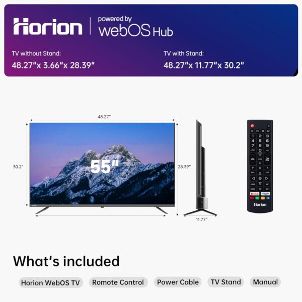 HORION 55 inch Smart TV, 4K UHD LED TV with WebOS 22, Ultra Slim Television with Mega Contrast, HDR10, Dolby Audio - Streaming Live, Bluetooth, Hdmi, WiFi ((P6D Series, 2025) - Image 7
