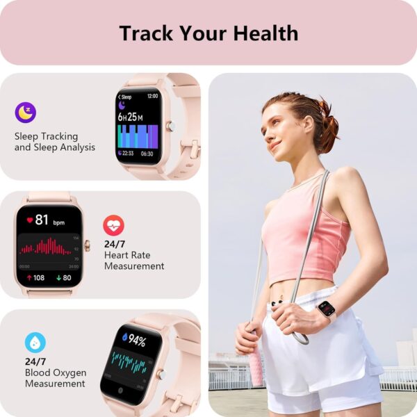Tensky Smart Watch for Women Android & iPhone, Alexa Built-in, 1.8" Fitness Tracker with Answer/Make Call, IP68 Waterproof/SpO2/Heart Rate/Sleep/Monitor, Activity Tracker for 100+Sport Modes - Image 4