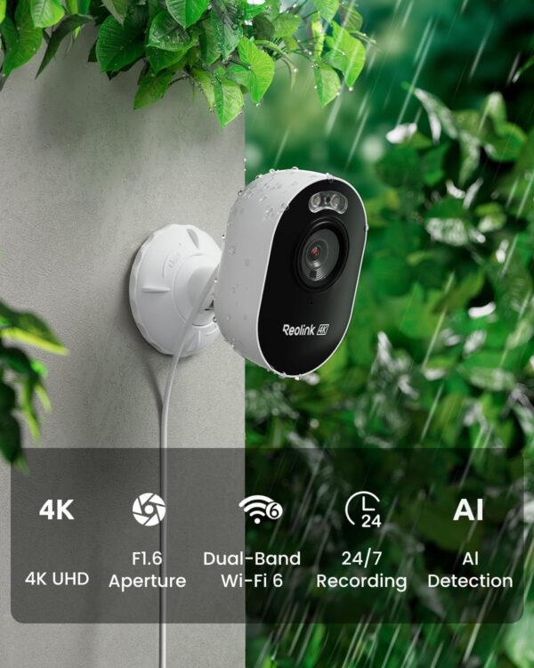 REOLINK 4K Outdoor Security Camera, 2.4/5GHz Wi-Fi 6, AI Detection, Spotlight Color Night Vision, 24/7 Recording, No Monthly Fees, Corded Wireless WiFi Security Camera, Weatherproof, Lumus Pro - Image 3