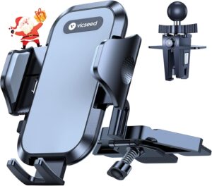 Read more about the article VICSEED Military-Grade Sturdy Car Phone Holder Mount, Upgraded Anti Shake Metal CD Slot & Air Vent Thick Case Friendly Phone Mount for Car Fit for iPhone 16 15 14 Samsung All Phones