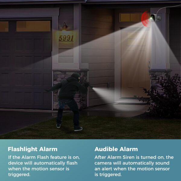 Sovmiku 2CG6 Solar Security Camera Wireless Outdoor,Battery Powered,Easy to Setup,PIR Motion Detection,Two Way Audio, Audible Flashlight Siren,2.4GHz Wi-Fi Color Night Vision, 180 Days Exchange Policy - Image 9