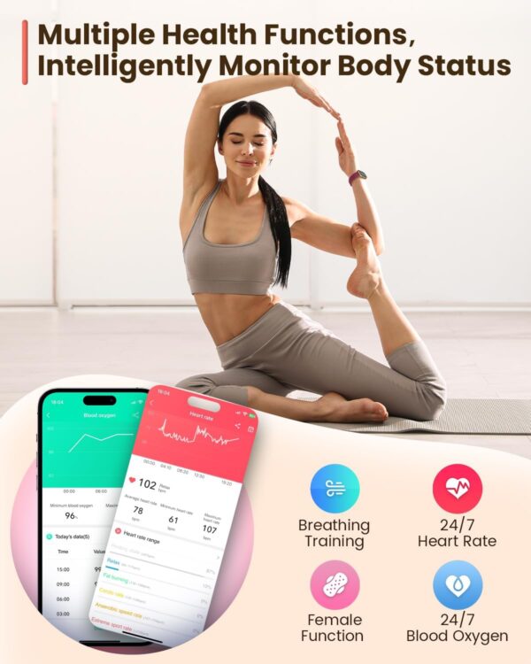 Fitness Watches for Women, Fitness Tracker with Heart Rate/SpO2 Monitor, Smart Watches for Women with Sleep/Step Tracker, 20+ Sport Modes Activity Tracker, Android Smart Watch for Phones - Image 4