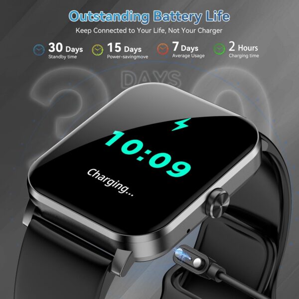 Smart Watch, 1.85" HD Smartwatch for Men Women (Answer/Make Calls), Fitness Watch with Heart Rate/Sleep/IP68 Waterproof/120+ Sports Modes, Pedometer, Android Smart Watch for Android iOS (Black) - Image 6