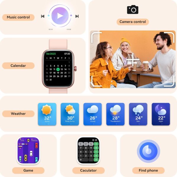 Smart Watch for Women, Smartwatch for iPhone & Android Bluetooth (Answer/Call) Built-in Alexa, 1.91" HD Fitness Tracker with 105+ Sport Modes, IP68 Waterproof, Sleep/Heart Rate/SpO2/Stress Monitor - Image 7