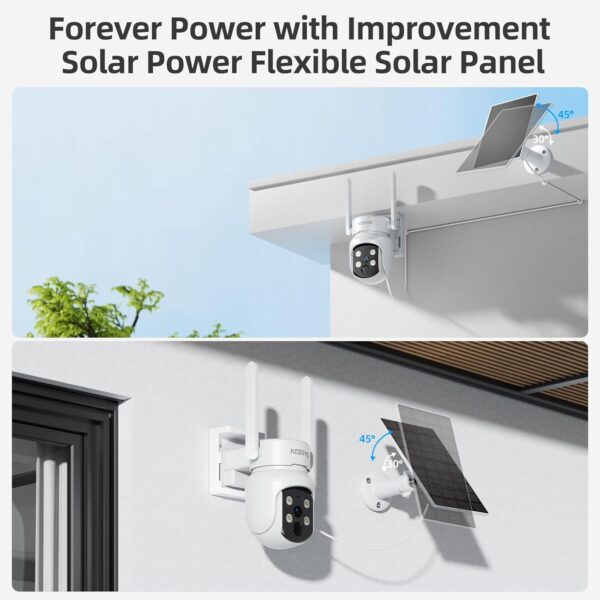 Solar Security Cameras Wireless Outdoor, 4MP Solar Powered, 4 Cam kit, Color Night Vision, 360° PTZ, 500G HDD Local Recording, No Monthly Fees - Image 4