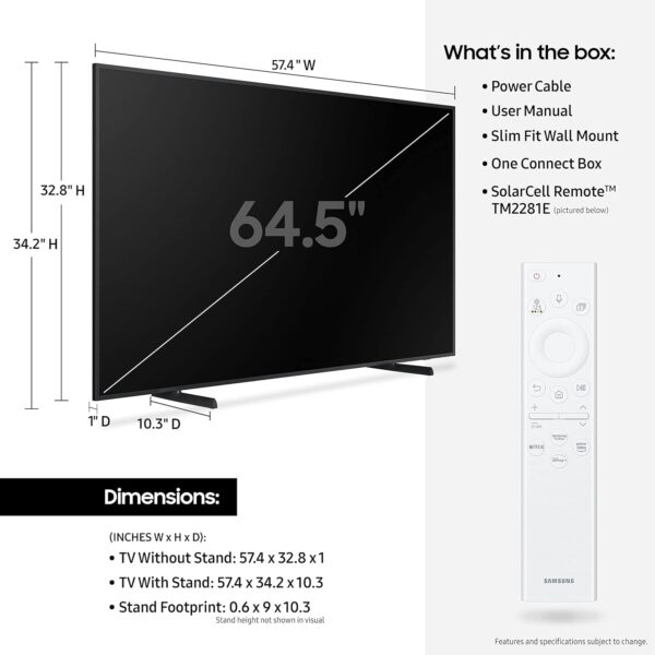 SAMSUNG 65-Inch Class QLED 4K The Frame LS03B Series, Quantum HDR, Art Mode, Anti-Reflection Matte Display, Slim Fit Wall Mount Included, Smart TV w/Alexa Built-in (QN65LS03BAFXZA) - Image 2