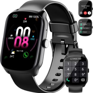 Smart Watch for Men Women, 1.95″ HD Curved Screen Smartwatch, Heart Rate/Sleep Monitor Fitness Watches, 112+ Sports Modes Activity Trackers, IP68 Waterproof Watch for Android iOS, Black