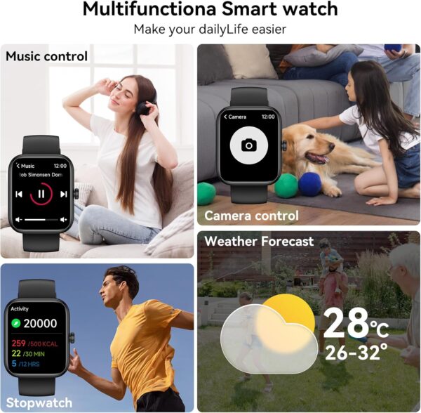 Smart Watch for Men Women Alexa Built-in, 1.83" HD Fitness Tracker Touchscreen with Call Function, IP68 Waterproof, 120+ Sport Modes, 24/7 Heart Rate/Sleep Monitor, iOS Android Compatible (Black) - Image 7