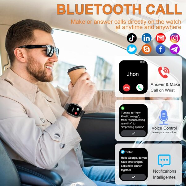 Smart Watch for Men Women (Answer/Make Call), 2025 New 1.91" HD SmartWatch, Fitness Watch with 120+ Sport Modes, IP68 Waterproof, Pedometer, Heart Rate/Sleep Monitor, Activity Tracker for Android iOS - Image 3
