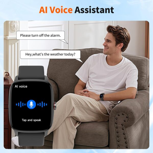 Smart Watch for Men & Women with Bluetooth Calling, 1.85" Touchscreen Fitness Tracker, Heart Rate & Sleep Monitor, 100+ Sports Modes, IP68 Waterproof, Compatible with Android & iOS - Image 3