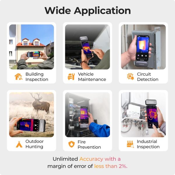 TOPDON TC002C Thermal Camera, 512 x 384 Super Resolution, 256 x 192 IR Resolution, Thermal Imager for iPhone 15/16 Series and iPads with Type-C Port, -4°F~1022°F Temp Range, Upgraded Version of TC002 - Image 6