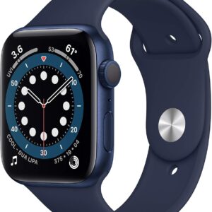 Apple Watch Series 6 (GPS, 44mm) – Blue Aluminum Case with Deep Navy Sport Band (Renewed)