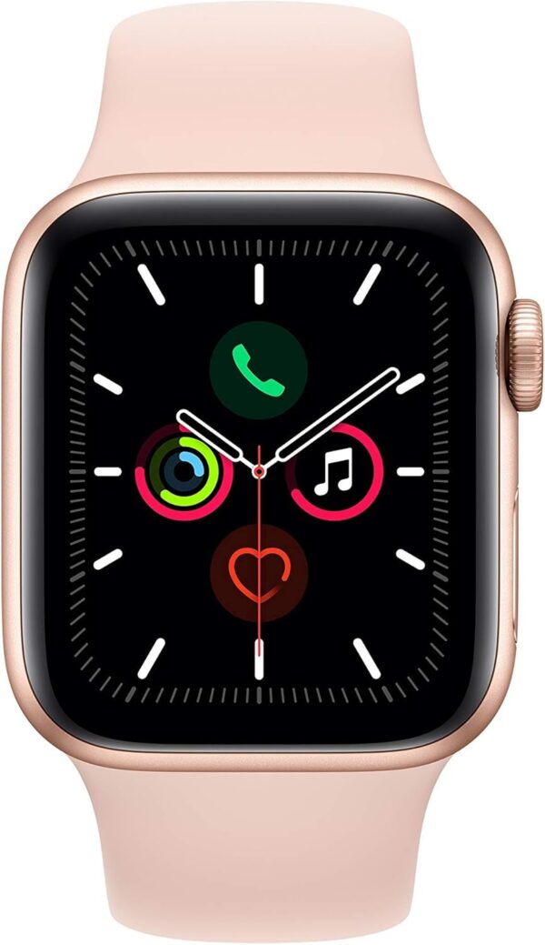 Apple Watch Series 5 (GPS + Cellular, 40MM) - Gold Aluminum Case with Pink Sport Band (Renewed) - Image 2
