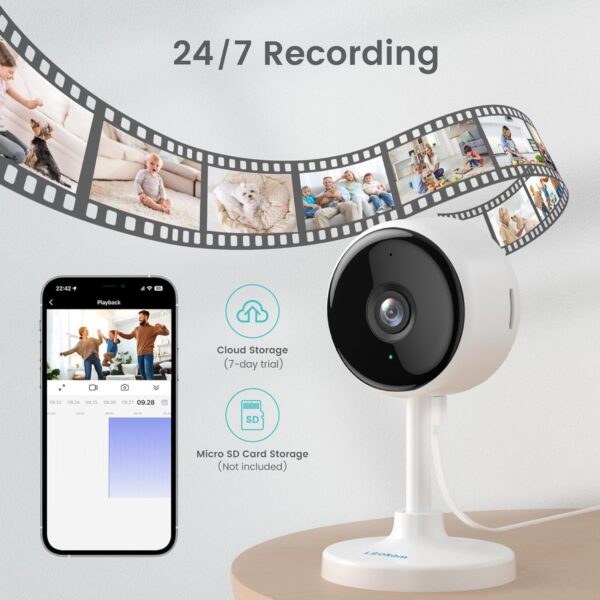 litokam Indoor Cameras for Home Security with Night Vision, Pet Camera with Phone App, 2K Indoor Security Cam, Motion Detection, 2-Way Audio, WiFi Home Camara, Baby Monitor Work with Alexa - Image 8