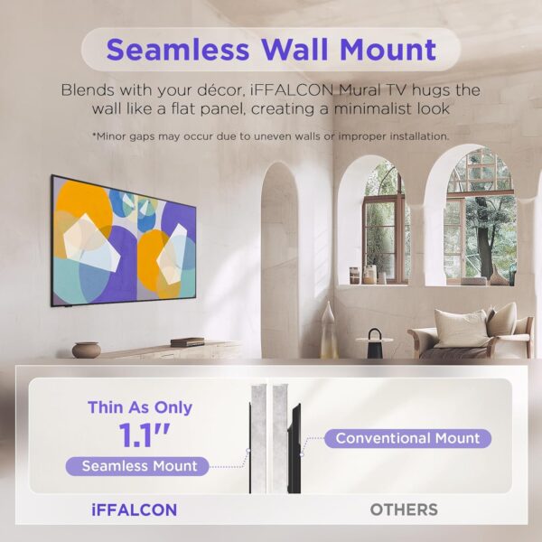 55-Inch Class QLED 4K Smart TV, Ultra-Slim Mural TV, 144Hz, HDR, Art Mode w/AI Art, Wide Color Gamut, Dolby Vision IQ, Dolby Atmos, Google Assistant Voice Remote(55F75, 2025 Model) - Image 2
