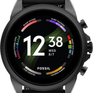 Fossil Men’s Gen 6 44mm Stainless Steel and Silicone Touchscreen Smart Watch, Color: Black (Model: FTW4061V)