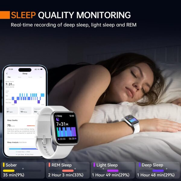 aeac Smart Watch for Women/Men, Fitness Watch, Alexa Built-in & Stable Bluetooth Call, with Heart Rate/SpO2/Sleep Monitor, 100 Sports, IP68 Waterproof Smartwatches for iOS Android - Image 7