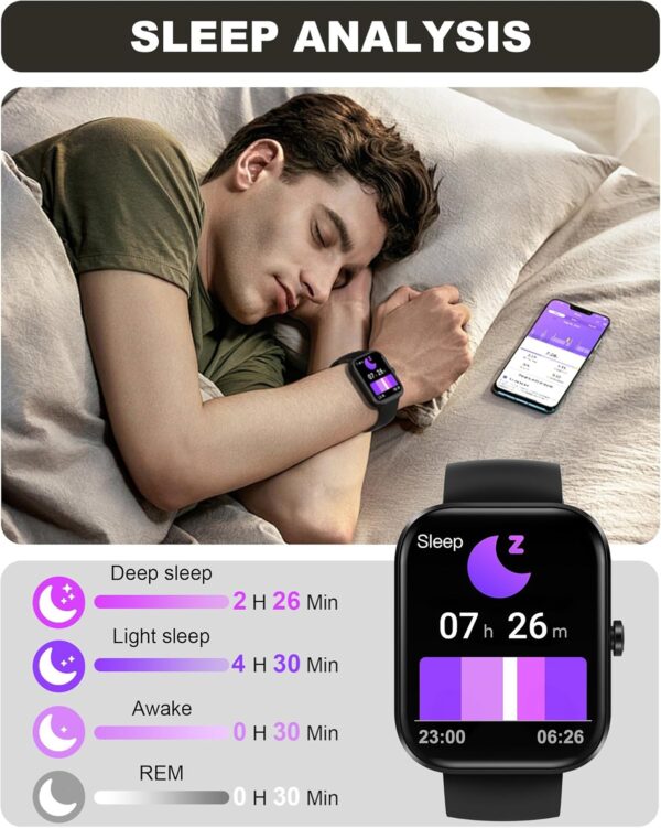 Smart Watch for Men Women(Answer/Make Call)-1.91" HD Fitness Smartwatch with Sleep/Heart Rate/spO2 Monitor, 113+ Sport Modes, IP68 Waterproof Smart Watch for Android iOS,Black - Image 5